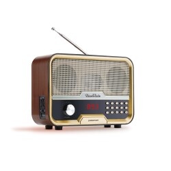 Polosmart FS60 Kablosuz Şarj Edilebilir USB/TF/AUX girişli Nostaljik FM Radyo Kahverengi - 1
