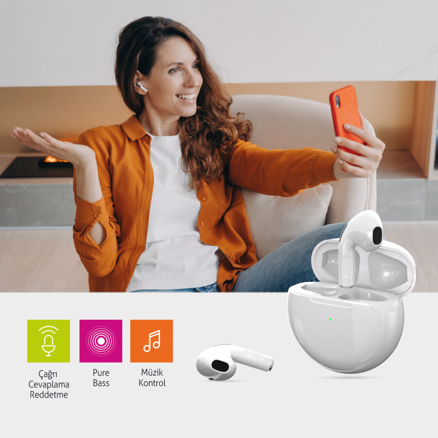 Polosmart FS93 TWS Kablosuz Kulaklık Beyaz - 3