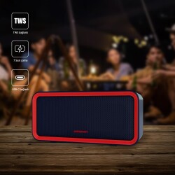 Polosmart FS96 Şarjlı Kablosuz Bluetooth Dual Bağlantı Hoparlör Speaker Kırmızı - 4