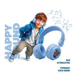 Polosmart FS99 Bluetooth 5.4 17 Saat Müzik AUX/TF Kart Destekli Kablosuz Kulak Üstü Kulaklık Mavi - 3