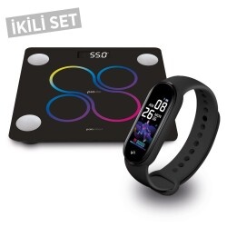 Polosmart Gym Set PSC12 Akıllı Tartı + PSSW09 Akıllı Bileklik Siyah - 1