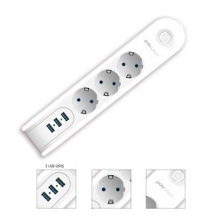 Polosmart MP09 Termal Akım Korumalı Uzatma Kablosu 2m Beyaz - 1