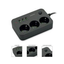 Polosmart MP13 Termal Akım Korumalı Uzatma Kablosu Siyah 3m - 1