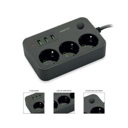 Polosmart MP13 Termal Akım Korumalı Uzatma Kablosu Siyah 3m - 1