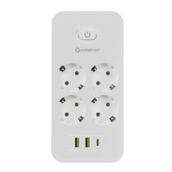 Polosmart MP17 4 Prizli 2 USB 1 Type-C Çıkışlı Termal Akım Çocuk Korumalı 2M Uzatma Kablosu Beyaz - 1