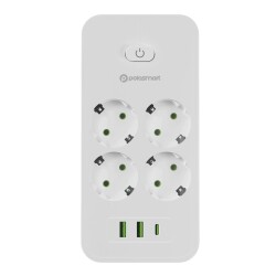 Polosmart MP25 Akım Korumalı Uzatma Kablosu 4'lü Priz 2 USB Type-C PD 20W 2 Metre Beyaz - Polosmart