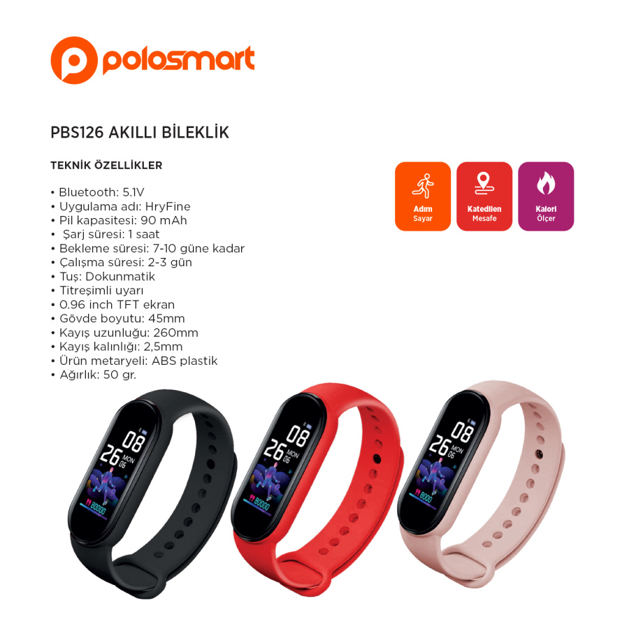 Polosmart PBS126 Akıllı Bileklik Siyah - 1