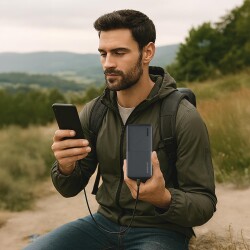 Polosmart PBS132 Led Göstergeli 2 USB 1 PD Çıkışlı Taşınabilir Şarj Cihazı Powerbank Antrasit - 4