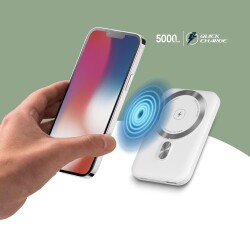 Polosmart PBS133 Magsafe Kablosuz Hızlı Taşınabilir Şarj Cihazı Powerbank 5000 mAh Beyaz - 3