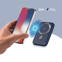 Polosmart PBS133 Magsafe Kablosuz Hızlı Taşınabilir Şarj Cihazı Powerbank 5000 mAh Navy - 3
