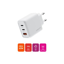 Polosmart PBS135 65W PD Hızlı Şarj Adaptörü 2 Type-C + USB Çıkış (3 Port) Güvenli Şarj Beyaz - 2
