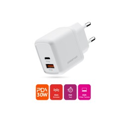 Polosmart PBS137 Hızlı 1 USB 1 PD Çıkışlı 30W Şarj Adaptörü Duvar Şarjı Beyaz - 2