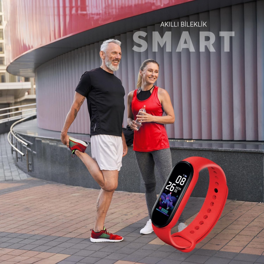 Polosmart PBS138 Akıllı Bileklik 5.1V Titreşimli Bluetooth Adım Sayar Kalp Atışı Uyku Takibi Kırmızı - 3