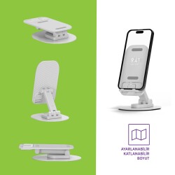 Polosmart PBS140 Telefon Tablet Standı 60° Ayarlanabilir 1000g Taşıma Kapasiteli Beyaz - 2