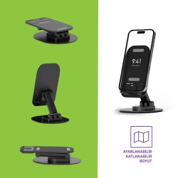 Polosmart PBS140 Telefon Tablet Standı 60° Ayarlanabilir 1000g Taşıma Kapasiteli Siyah - 3