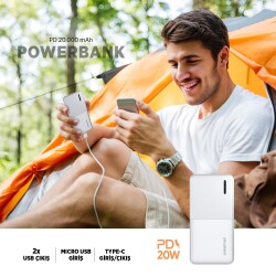 Polosmart PBS151 Taşınabilir 20.000mAh 2 USB 1 PD Çıkışlı 20W Powerbank Beyaz - 3
