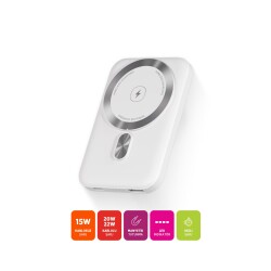 Polosmart PBS152 Magsafe 5000mAh Taşınabilir 15W Şarj Cihazı Powerbank Beyaz - 2