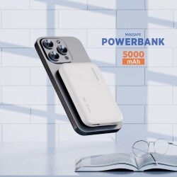 Polosmart PBS152 Magsafe 5000mAh Taşınabilir 15W Şarj Cihazı Powerbank Beyaz - 3