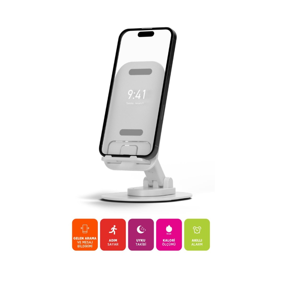 Polosmart PBS154 Telefon Tablet Standı 60° Ayarlanabilir 1000g Taşıma Kapasiteli Beyaz - 2