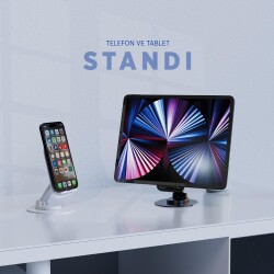 Polosmart PBS154 Telefon Tablet Standı 60° Ayarlanabilir 1000g Taşıma Kapasiteli Beyaz - 3