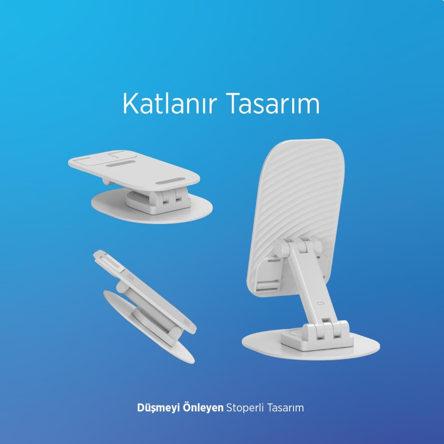 Polosmart PBS154 Telefon Tablet Standı 60° Ayarlanabilir 1000g Taşıma Kapasiteli Beyaz - 4