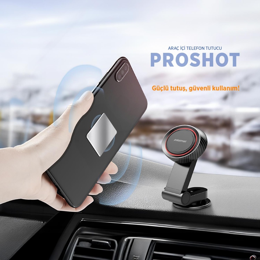 Polosmart PBS155 Mıknatıslı Araç İçi Telefon Tutucu Siyah - 3