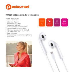 Polosmart PBS227 Kablolu Kulak İçi Kulaklık Type-C - 1
