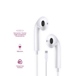 Polosmart PBS227 Kablolu Type-C Girişli Kulak İçi Kulaklık Beyaz - 2