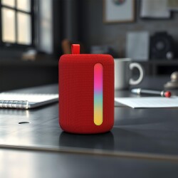 Polosmart PBS228 Işıklı Taşınabilir Kablosuz BT Speaker Hoparlör 1200 mAh Kırmızı - 4