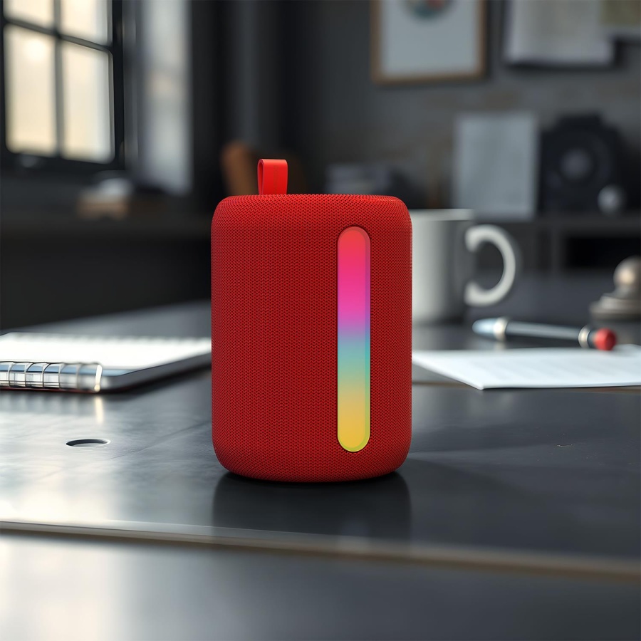 Polosmart PBS228 Işıklı Taşınabilir Kablosuz BT Speaker Hoparlör 1200 mAh Kırmızı - 4