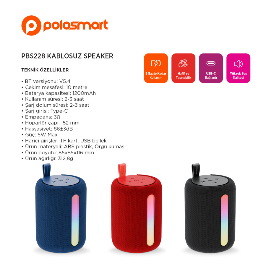 Polosmart PBS228 Kablosuz Speaker-Siyah - 2