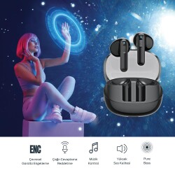 Polosmart PBS231 Kablosuz Bluetooth ENC Android IOS Uyumlu TWS Kulaklık Siyah - 3