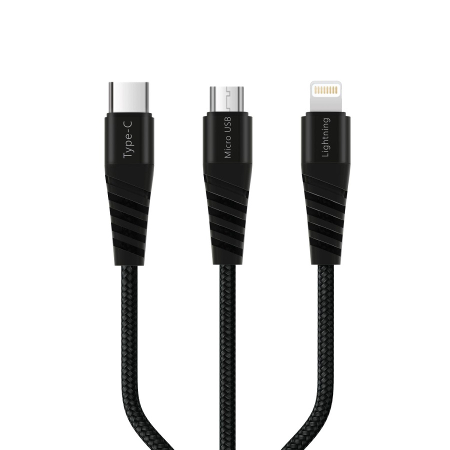 Polosmart PBS417 3 in 1 Şarj Kablosu Siyah - 1