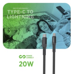 Polosmart PBS420 Type-C to Lightning 20W Hızlı Şarj ve Data Kablosu Antrasit - 3