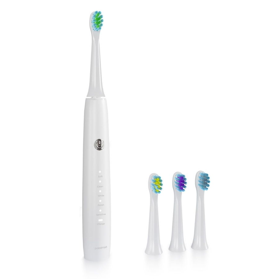 Polosmart PBS520 5 Mod Şarjlı Diş Fırçası IPX7 Su Geçirmez 4 Yedek Başlık Type-C Girişli Beyaz - 1