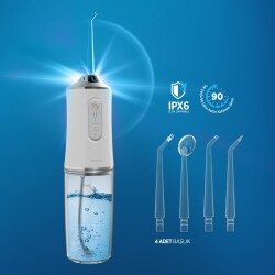 Polosmart PBS702 Şarjlı Ağız Duşu 3 Modlu 4 Yedek Başlık IPX6 Su Geçirmez Type-C Şarjlı Beyaz - 4