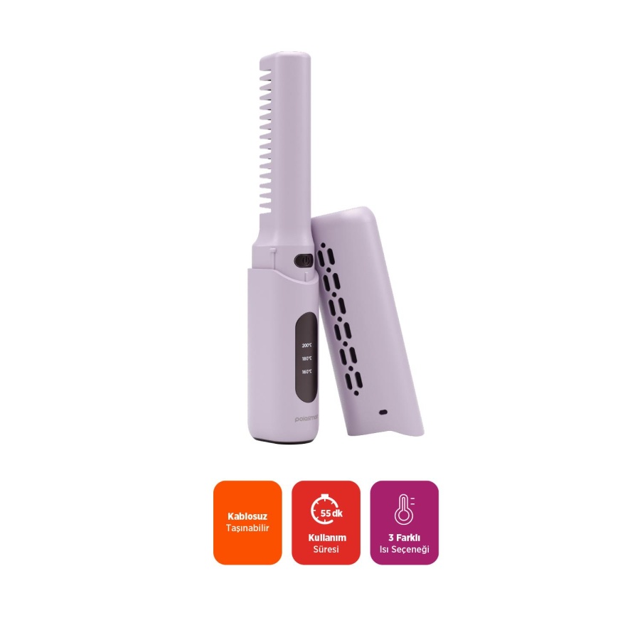Polosmart PBS708 Şarjlı Mini Düzleştirici Tarak 2000mAh Lila - 4