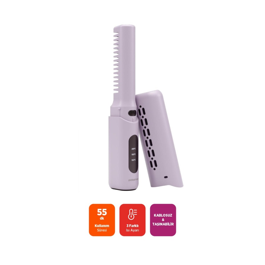 Polosmart PBS815 Şarjlı Saç Düzleştirici Tarak Pembe - 2