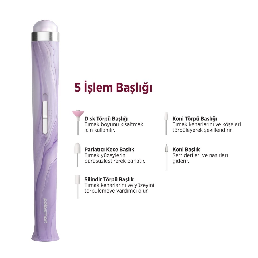 Polosmart PBS817 Işıklı 5 Başlıklı Manikür Pedikür Seti - 3