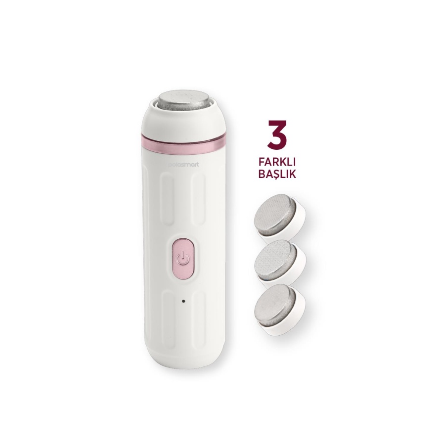 Polosmart PBS818 Şarjlı 2 Modlu 3 Başlıklı Topuk Törpüsü Beyaz - 1