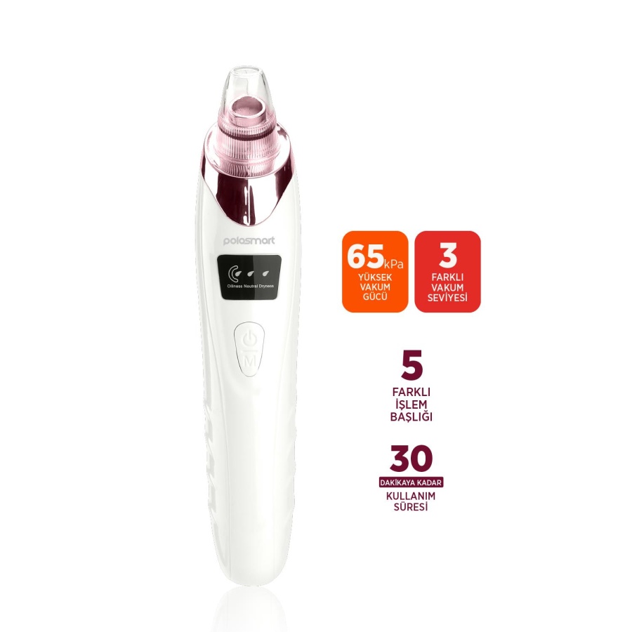 Polosmart PBS820 Şarjlı Vakumlu 5 Başlıklı Siyah Nokta Temizleme Cihazı Beyaz - 2