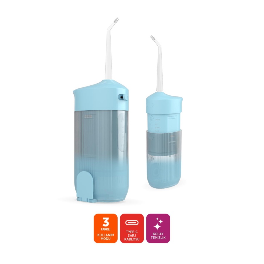 Polosmart PBS821 Şarjlı 3 Modlu 4 Başlıklı Ağız Duşu Mavi - 2