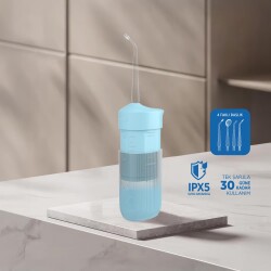 Polosmart PBS821 Şarjlı 3 Modlu 4 Başlıklı Ağız Duşu Mavi - 3