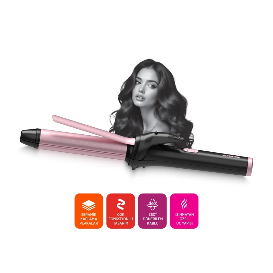 Polosmart PBS823 Kablolu 2 İn 1 Saç Şekillendirici ve Düzleştirici 53W 200 Derece Rose Gold - 2
