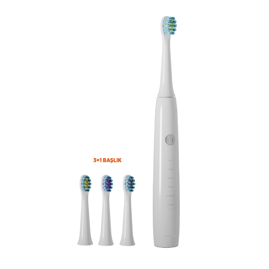 Polosmart PBS904 Şarjlı 5 Modlu 4 Başlıklı Diş Fırçası Beyaz - 2