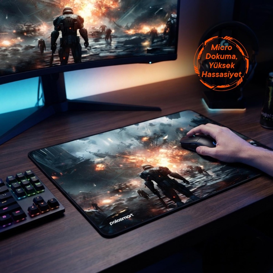 Polosmart PGM31 35x25 cm Oyuncu Mouse Pad 4 mm Kalın Mikro Dokuma Kaydırmaz Kauçuk Taban - 3