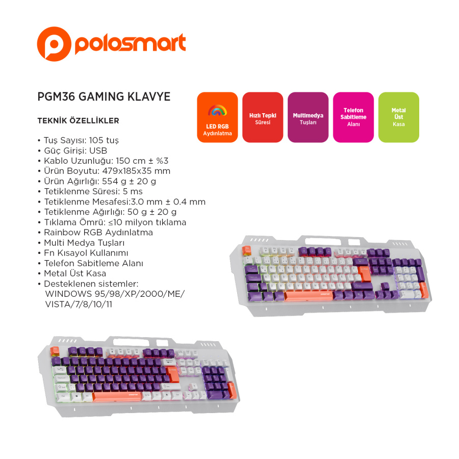Polosmart PGM36 Gaming Klavye - 7