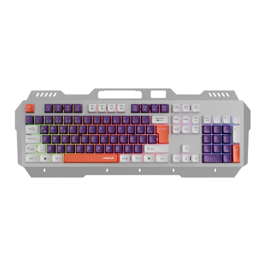 Polosmart PGM36 Kablolu RGB Aydınlatmalı Gaming Oyuncu Klavye Mor - 1