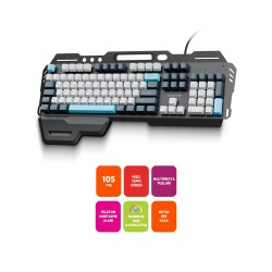 Polosmart PGM38 Kablolu RGB Led Aydınlatmalı Telefon Sabitlemeli Gaming Klavye Antrasit - 2