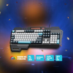 Polosmart PGM38 Kablolu RGB Led Aydınlatmalı Telefon Sabitlemeli Gaming Klavye Antrasit - 3